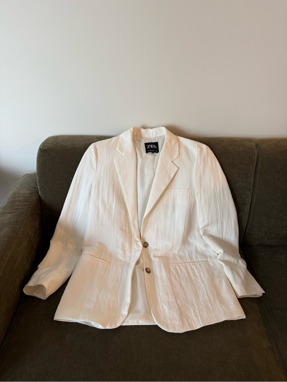 Zara Women's Cream Single-Breasted Blazer Size S